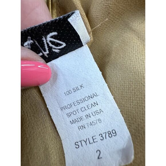 Cache Gold Silk Satin Halter Dress Size 2 NWT Vintage Glam Ruched Ruffle Gown - Picture 15 of 16